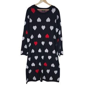 Lane Bryant Womens Sweater Dress 18/20 Black Heart Print Plus Size Cute Cozycore